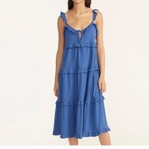 J Crew Tiered Blue Summer Dress, Sz-M new with tags